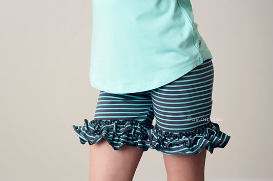 Double-Ruffle Shorties {Tiffany Blue / Charcoal}